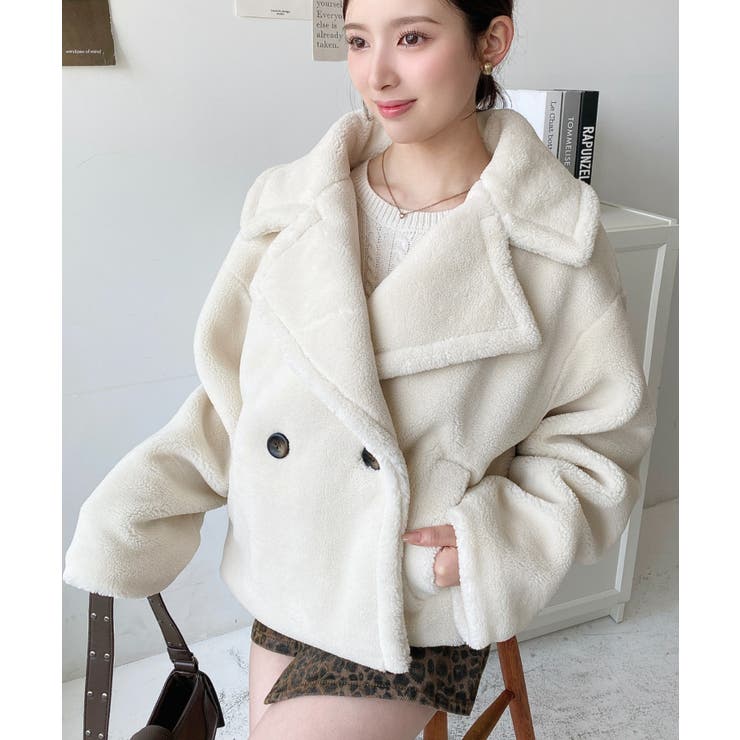 ショート丈テディベアボアPコートジャケット | moment+ | 詳細画像9 