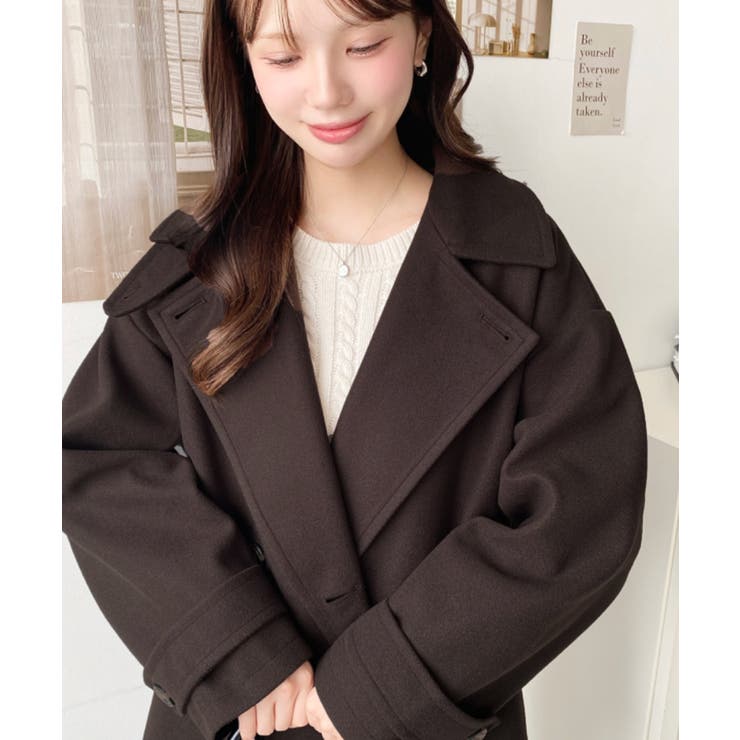 フェイクウールシャギーチェック＆ニットモッサ無地オーバーサイズミドル丈Pコートジ… | moment+ | 詳細画像53 