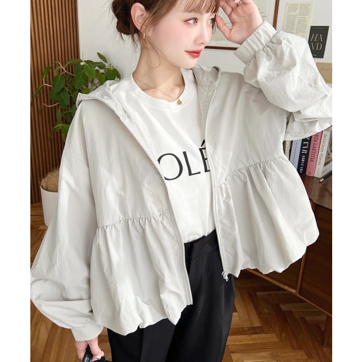 ナイロンワッシャーバルーンペプラムショートマンパー | moment+ | 詳細画像15 