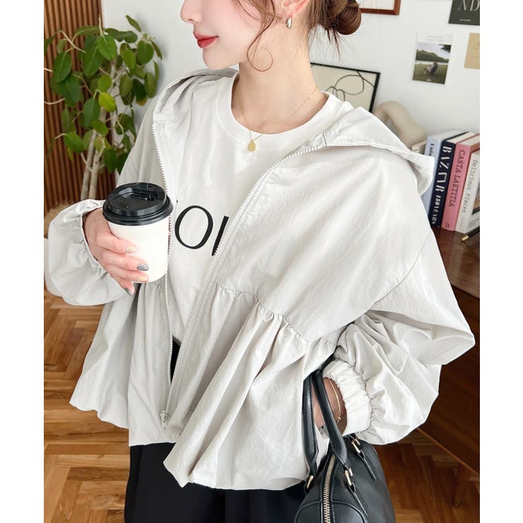 ナイロンワッシャーバルーンペプラムショートマンパー | moment+ | 詳細画像17 