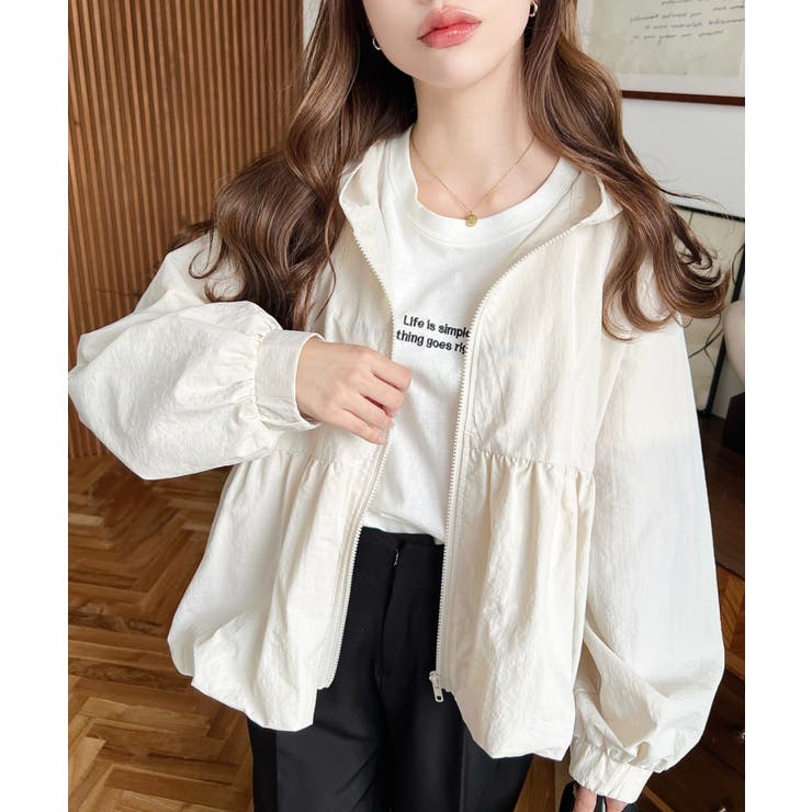 ナイロンワッシャーバルーンペプラムショートマンパー | moment+ | 詳細画像2 