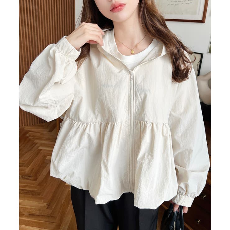 ナイロンワッシャーバルーンペプラムショートマンパー | moment+ | 詳細画像4 