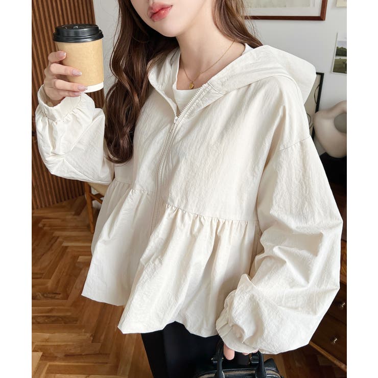 ナイロンワッシャーバルーンペプラムショートマンパー | moment+ | 詳細画像5 