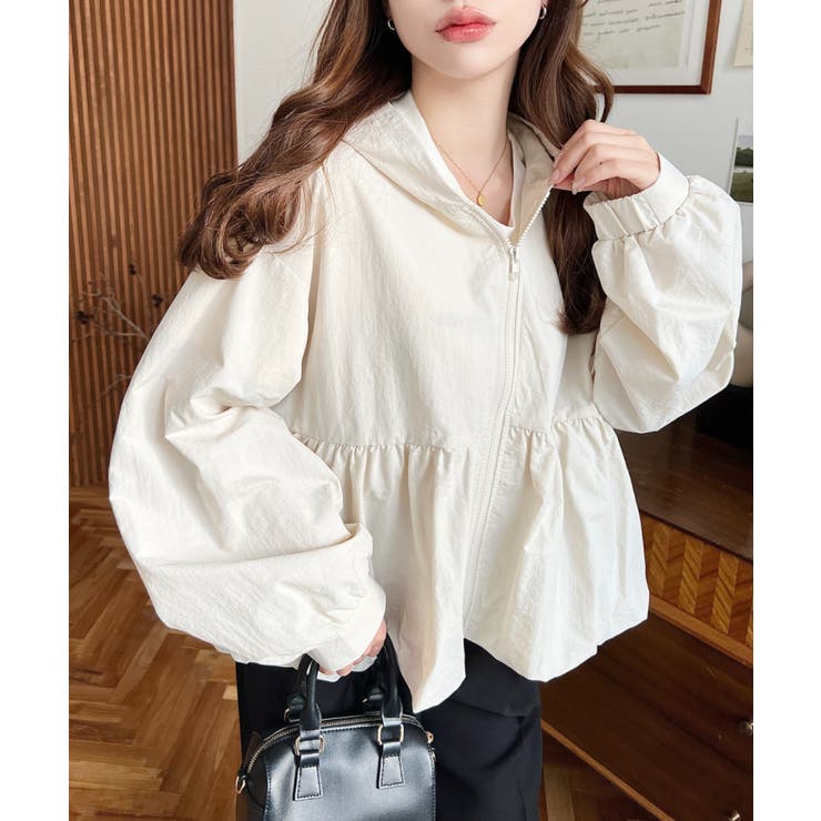 ナイロンワッシャーバルーンペプラムショートマンパー | moment+ | 詳細画像6 