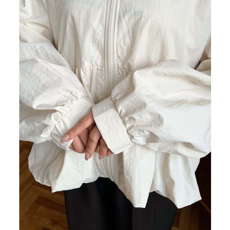 ナイロンワッシャーバルーンペプラムショートマンパー | moment+ | 詳細画像8 