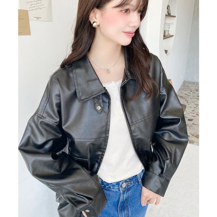 ファーティペット付きフェイクレザーブルゾン | moment+ | 詳細画像11 