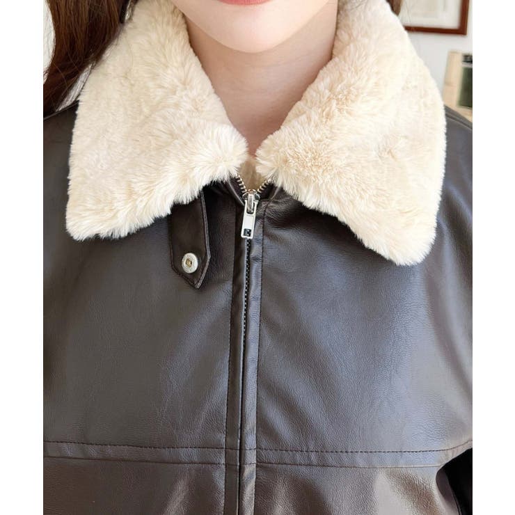 ファーティペット付きフェイクレザーブルゾン | moment+ | 詳細画像21 