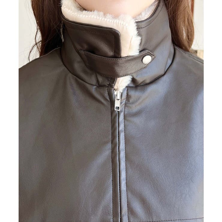 ファーティペット付きフェイクレザーブルゾン | moment+ | 詳細画像22 
