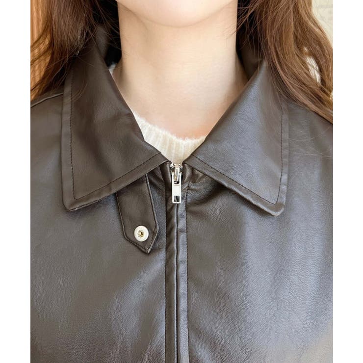 ファーティペット付きフェイクレザーブルゾン | moment+ | 詳細画像25 