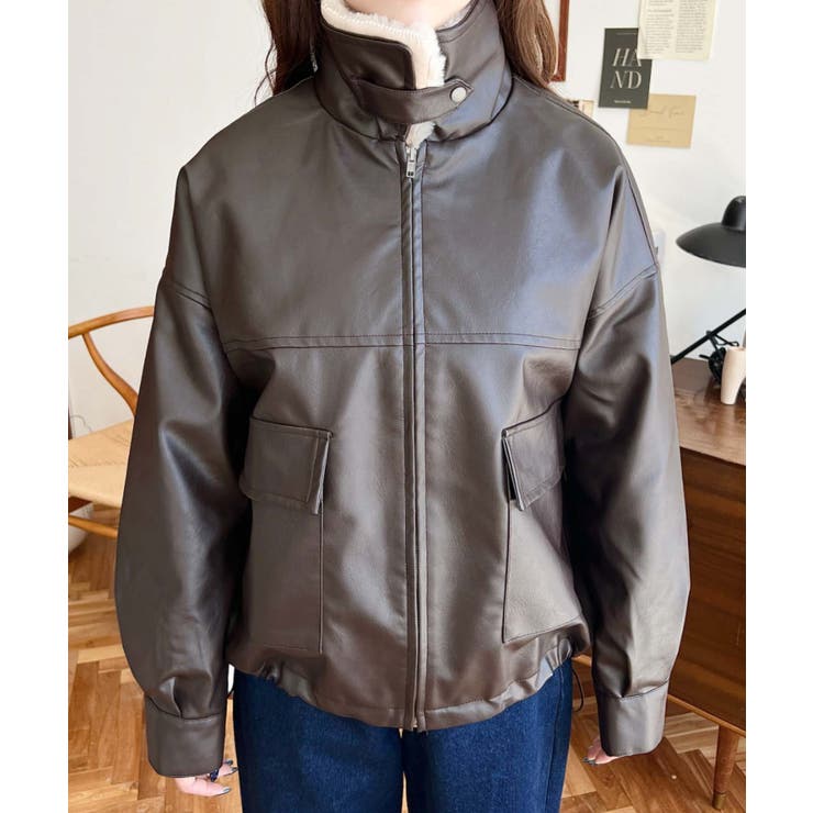 ファーティペット付きフェイクレザーブルゾン | moment+ | 詳細画像26 