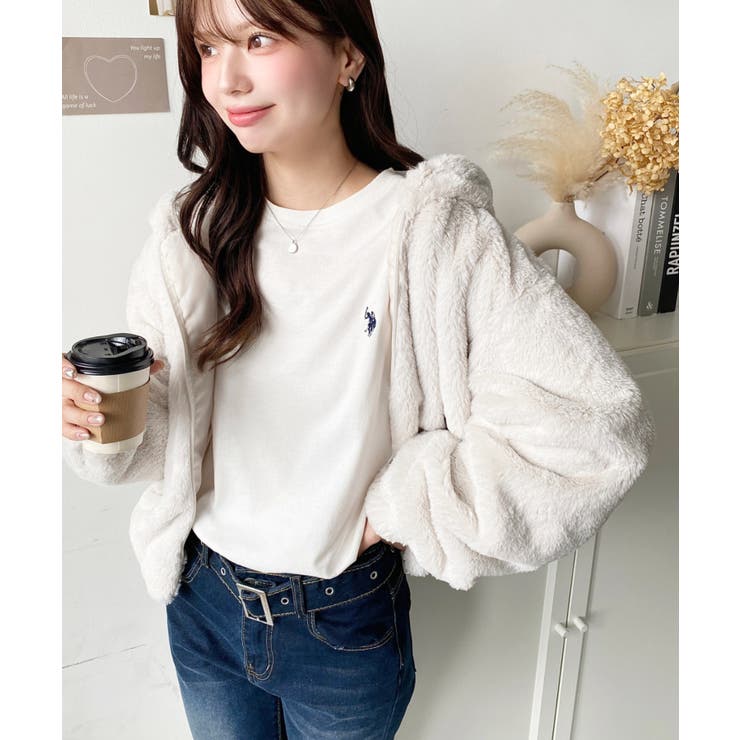 ショート丈ジップパーカーフェイクファーブルゾン | moment+ | 詳細画像10 