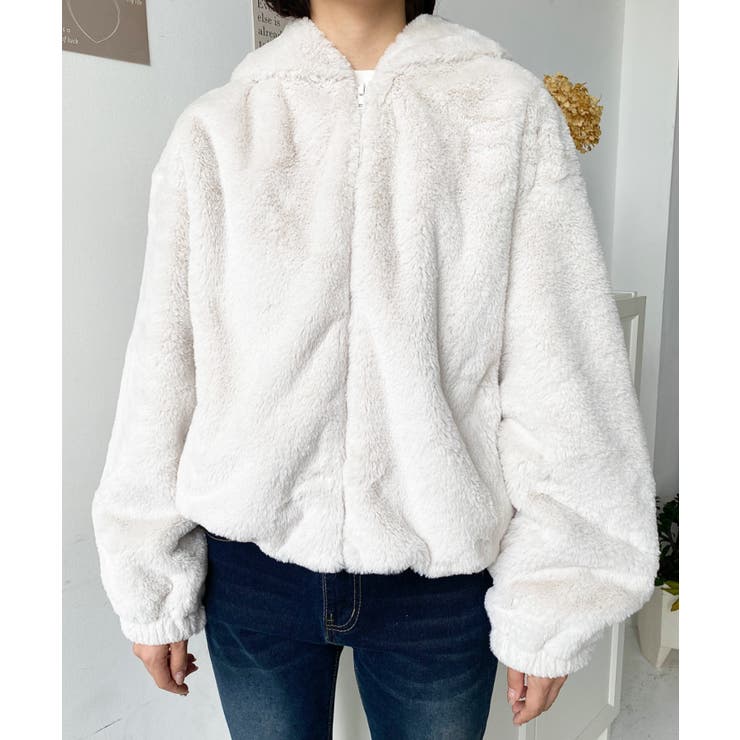 ショート丈ジップパーカーフェイクファーブルゾン | moment+ | 詳細画像11 