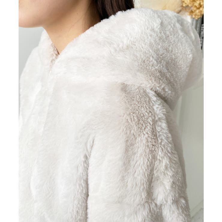 ショート丈ジップパーカーフェイクファーブルゾン | moment+ | 詳細画像14 