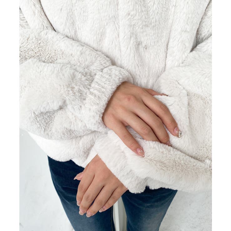 ショート丈ジップパーカーフェイクファーブルゾン | moment+ | 詳細画像15 