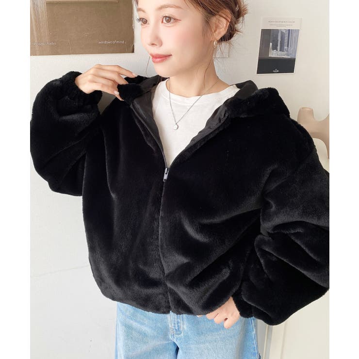 ショート丈ジップパーカーフェイクファーブルゾン | moment+ | 詳細画像21 