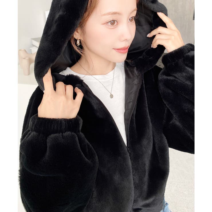 ショート丈ジップパーカーフェイクファーブルゾン | moment+ | 詳細画像22 