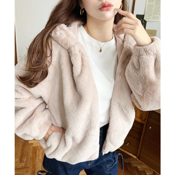 ショート丈ジップパーカーフェイクファーブルゾン | moment+ | 詳細画像36 