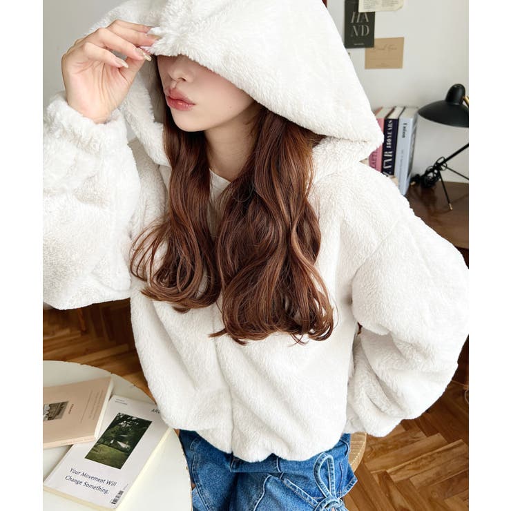 ショート丈ジップパーカーフェイクファーブルゾン | moment+ | 詳細画像4 