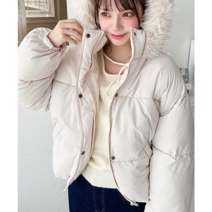 アイボリー | ファイバーダウンフードファーブルゾン | moment+