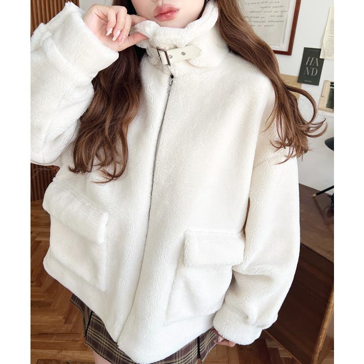 アイボリー | 2WAYアレンジカラーテディベアボアブルゾン | moment+