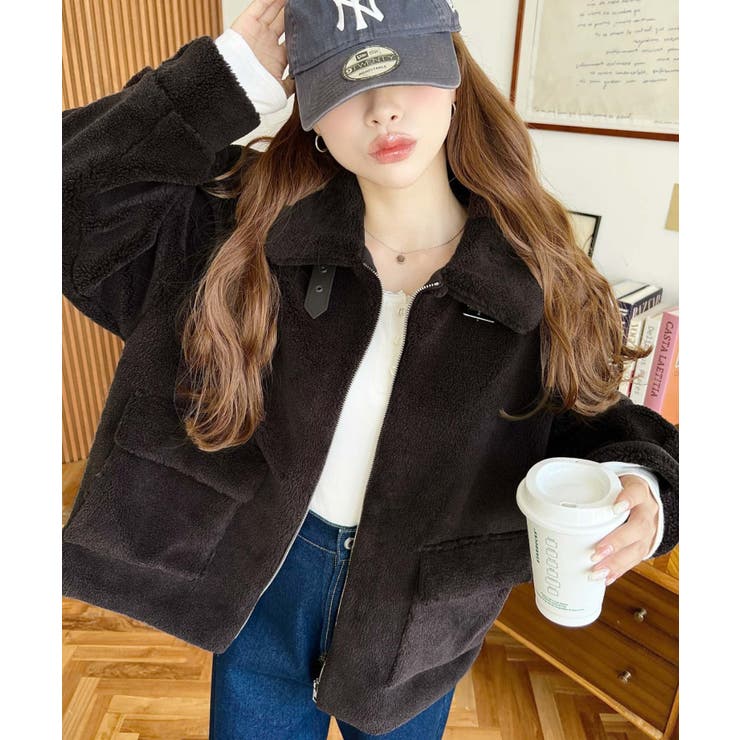 ブラウン | 2WAYアレンジカラーテディベアボアブルゾン | moment+