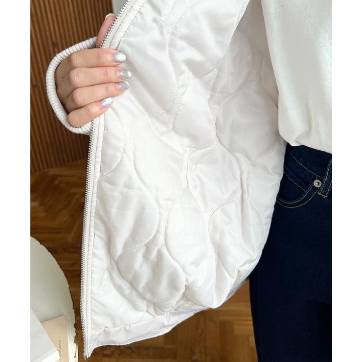 裏地キルティングスタンドリブカラーコクーンブルゾン | moment+ | 詳細画像12 