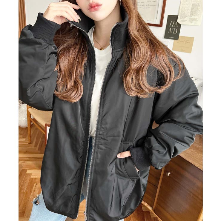 裏地キルティングスタンドリブカラーコクーンブルゾン | moment+ | 詳細画像15 