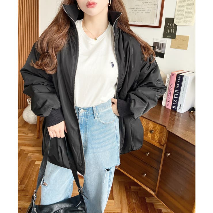 裏地キルティングスタンドリブカラーコクーンブルゾン | moment+ | 詳細画像16 