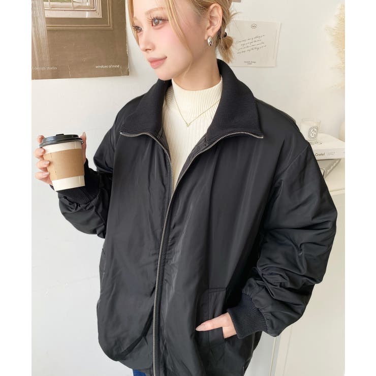 裏地キルティングスタンドリブカラーコクーンブルゾン | moment+ | 詳細画像18 