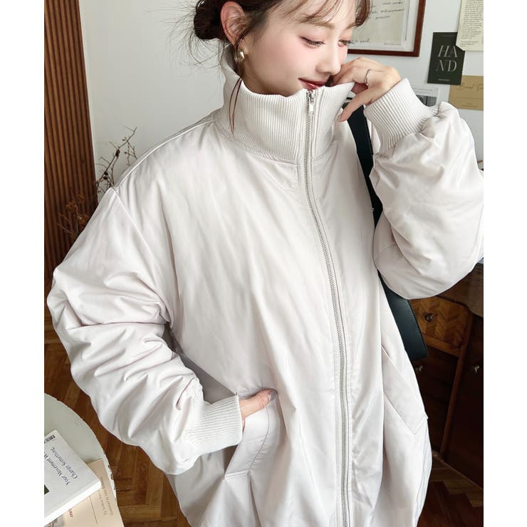 裏地キルティングスタンドリブカラーコクーンブルゾン | moment+ | 詳細画像4 