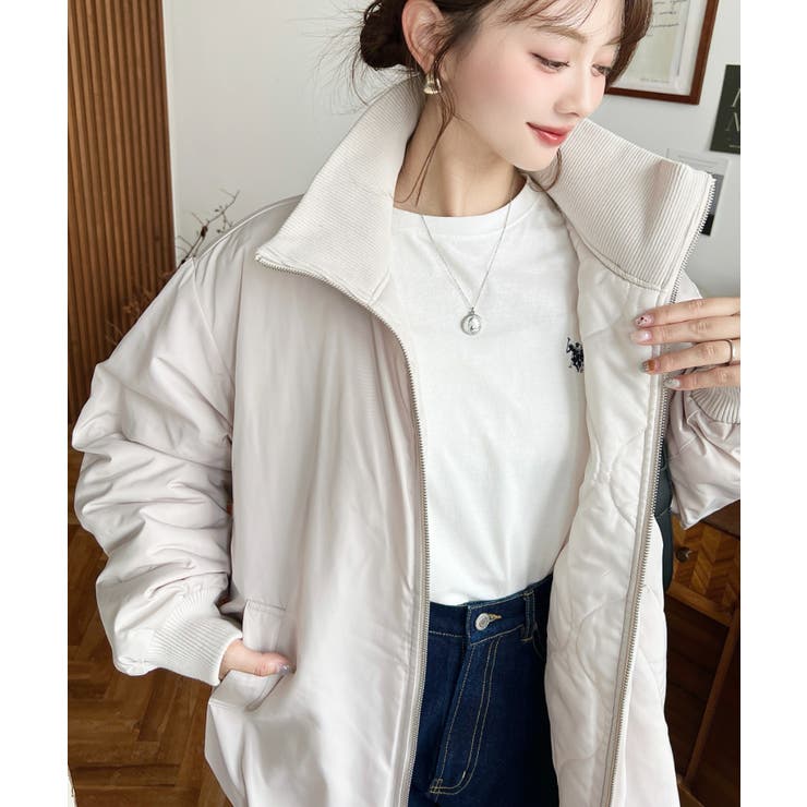 裏地キルティングスタンドリブカラーコクーンブルゾン | moment+ | 詳細画像5 