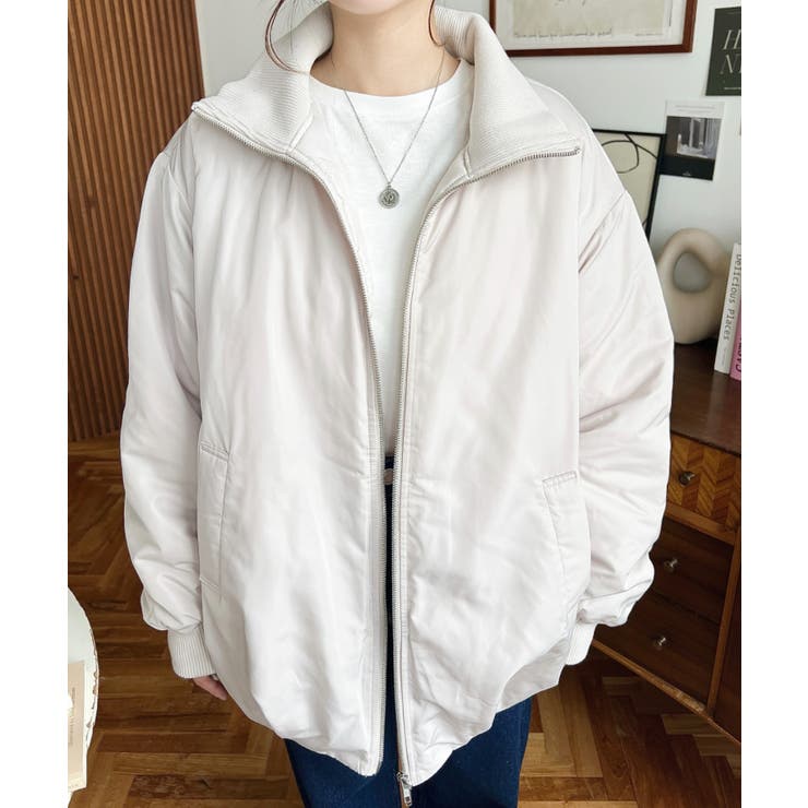 裏地キルティングスタンドリブカラーコクーンブルゾン | moment+ | 詳細画像6 