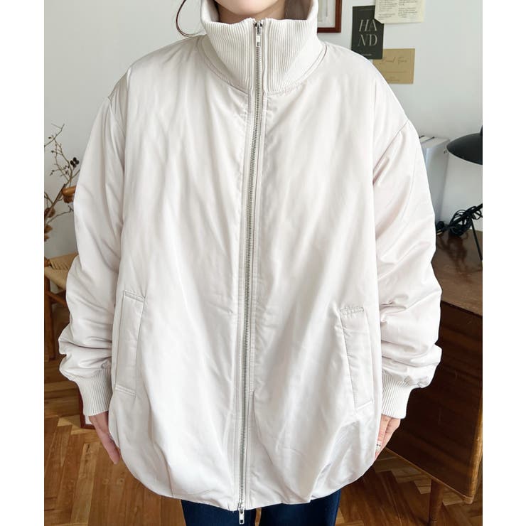 裏地キルティングスタンドリブカラーコクーンブルゾン | moment+ | 詳細画像7 