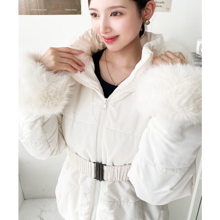 ベルト付きフードファーダウンジャケット | moment+ | 詳細画像10 