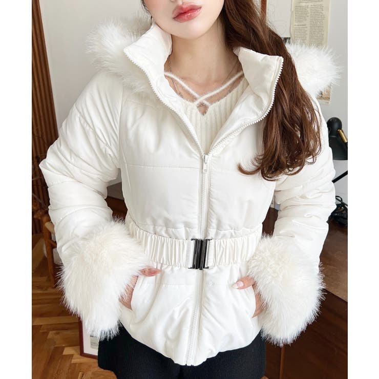 ベルト付きフードファーダウンジャケット | moment+ | 詳細画像2 