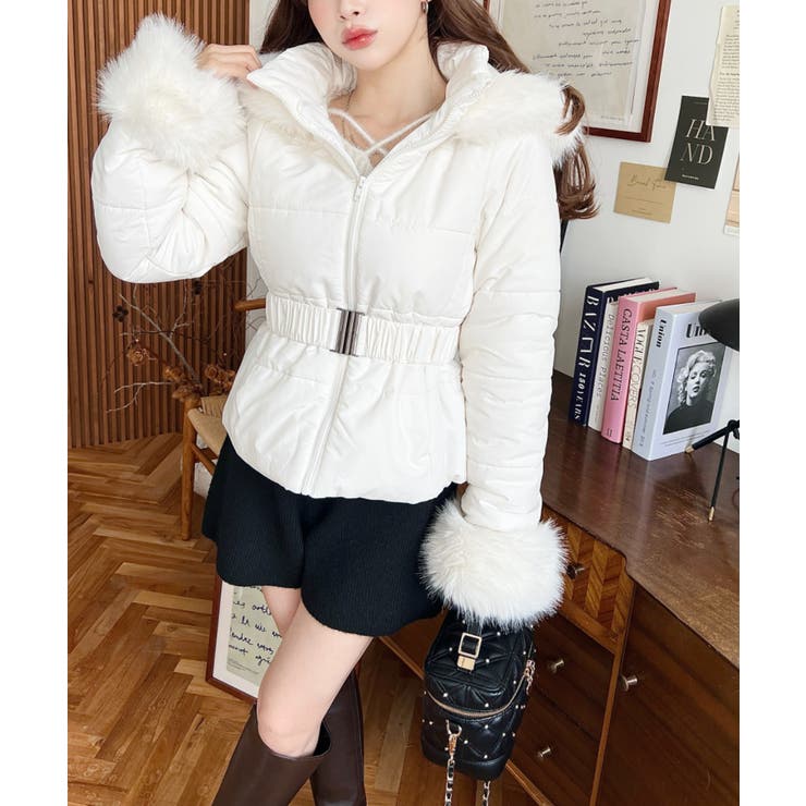 ベルト付きフードファーダウンジャケット | moment+ | 詳細画像3 