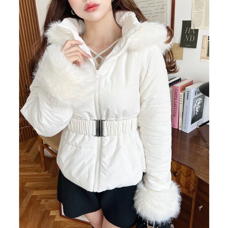 ベルト付きフードファーダウンジャケット | moment+ | 詳細画像4 