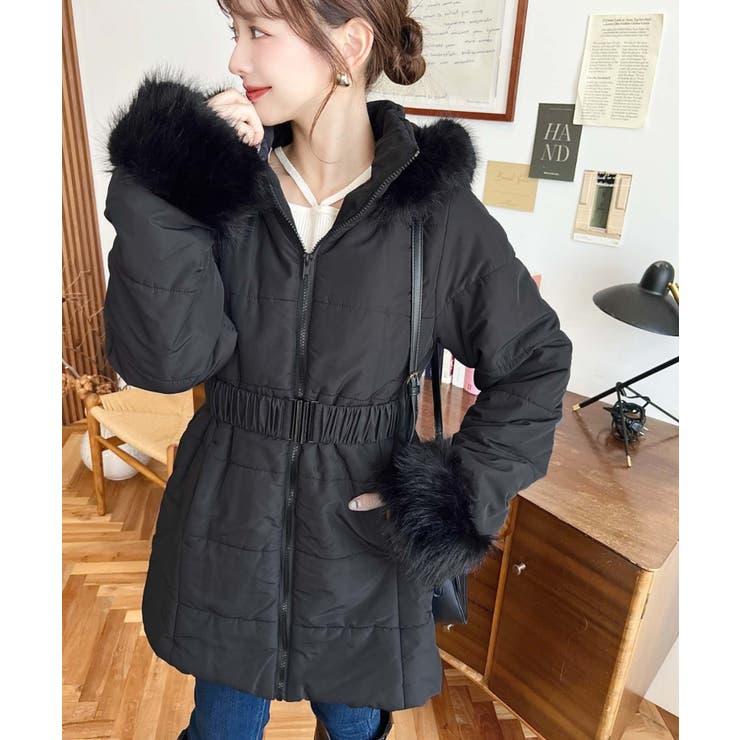 ベルト付きフードファーダウンコート[品番：ERMW0004047]｜moment+