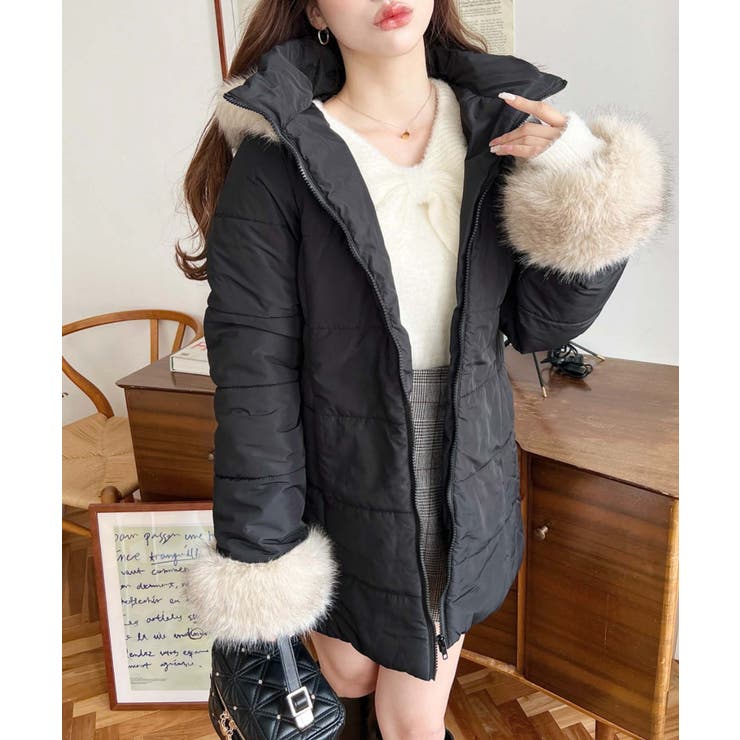 ベルト付きフードファーダウンコート[品番：ERMW0004047]｜moment+