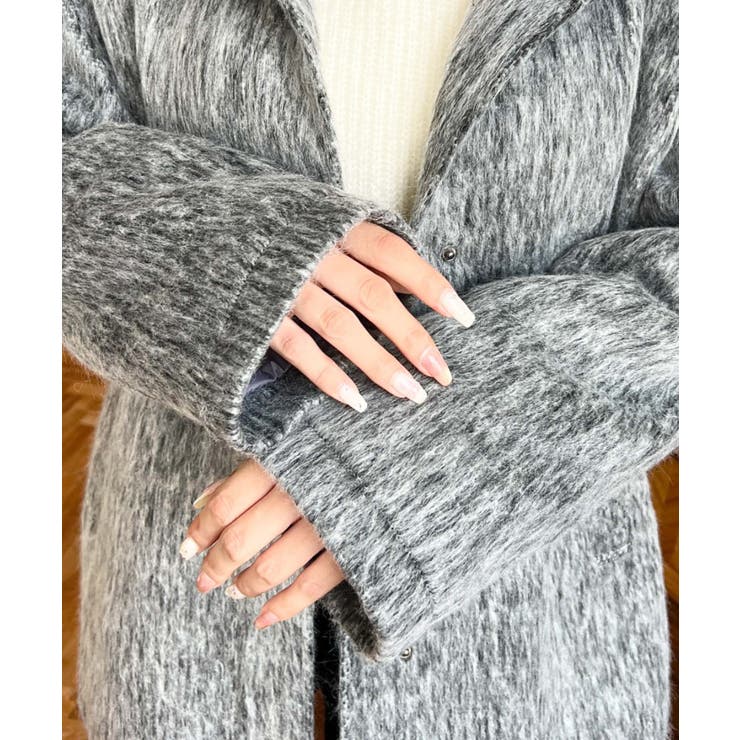 スタンドカラージップアップメランジシャギーコート | moment+ | 詳細画像13 