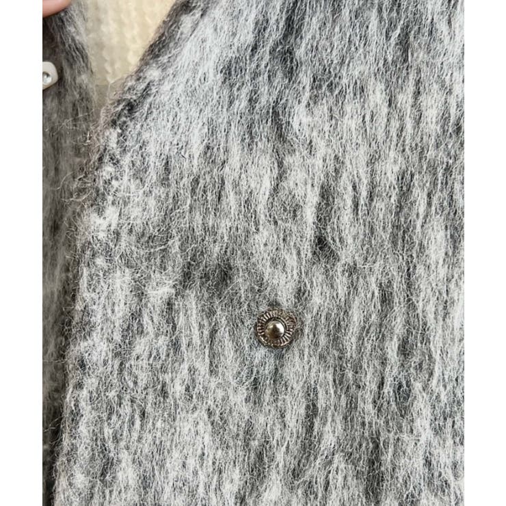 スタンドカラージップアップメランジシャギーコート | moment+ | 詳細画像16 