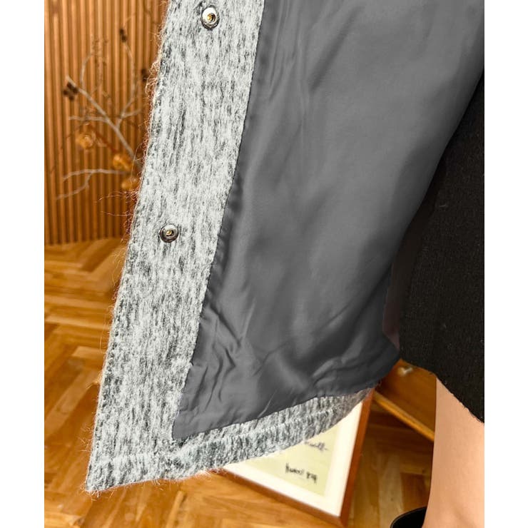 スタンドカラージップアップメランジシャギーコート | moment+ | 詳細画像17 