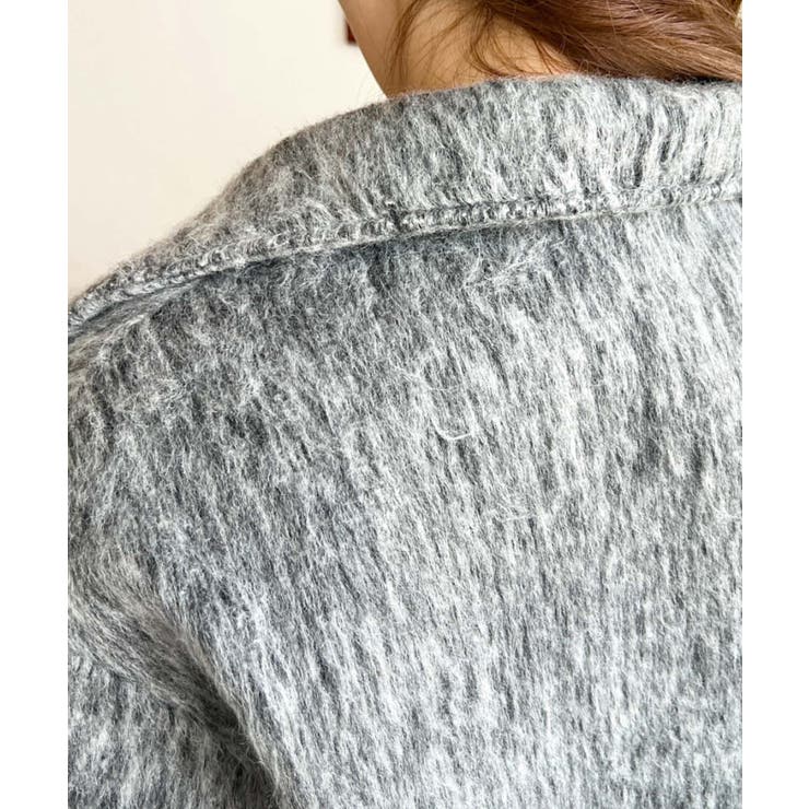 スタンドカラージップアップメランジシャギーコート | moment+ | 詳細画像18 