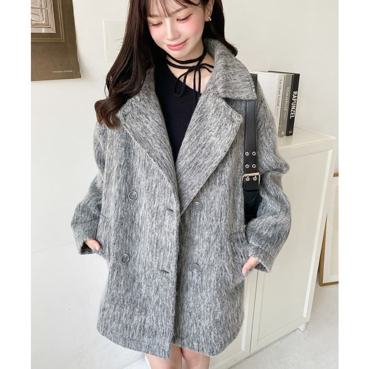 T-JACKET/アクリルウールメランジニット/ジャケットコート ドライタッチシャギーニットジャケット/le.coeur blanc(ルクールブラン