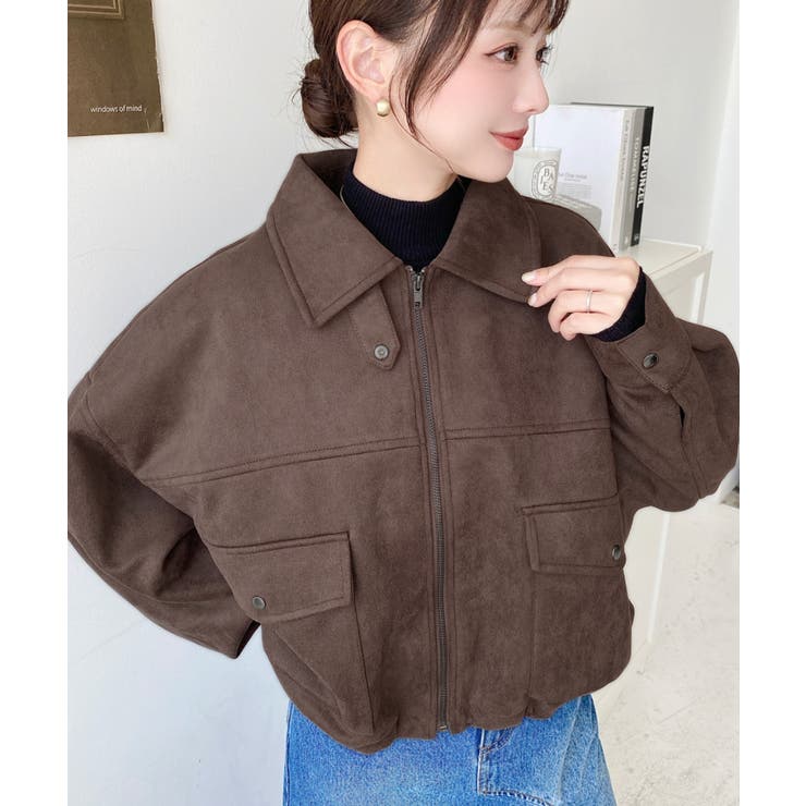 2WAYカラーフェイクスエードショートブルゾン | moment+ | 詳細画像10 