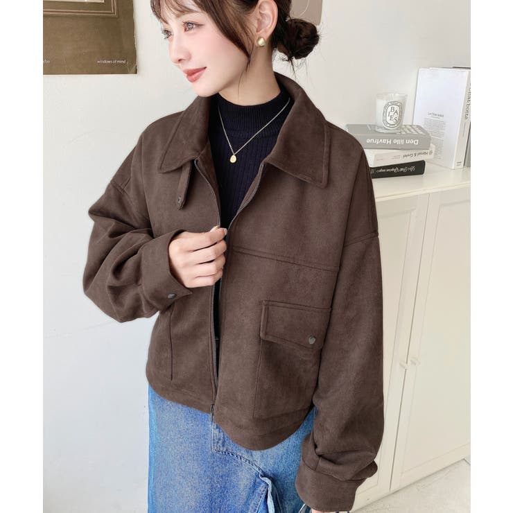 2WAYカラーフェイクスエードショートブルゾン | moment+ | 詳細画像11 