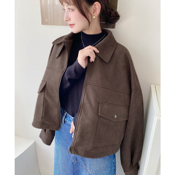 2WAYカラーフェイクスエードショートブルゾン[品番：ERMW0003905