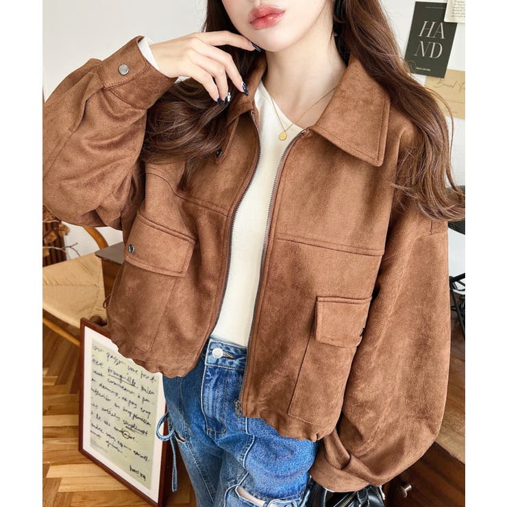 2WAYカラーフェイクスエードショートブルゾン | moment+ | 詳細画像14 