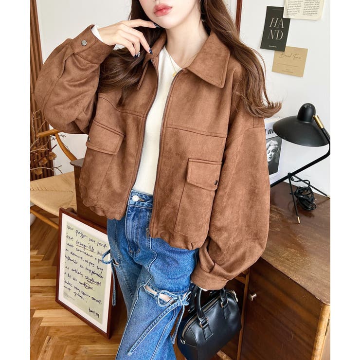 2WAYカラーフェイクスエードショートブルゾン[品番：ERMW0003905