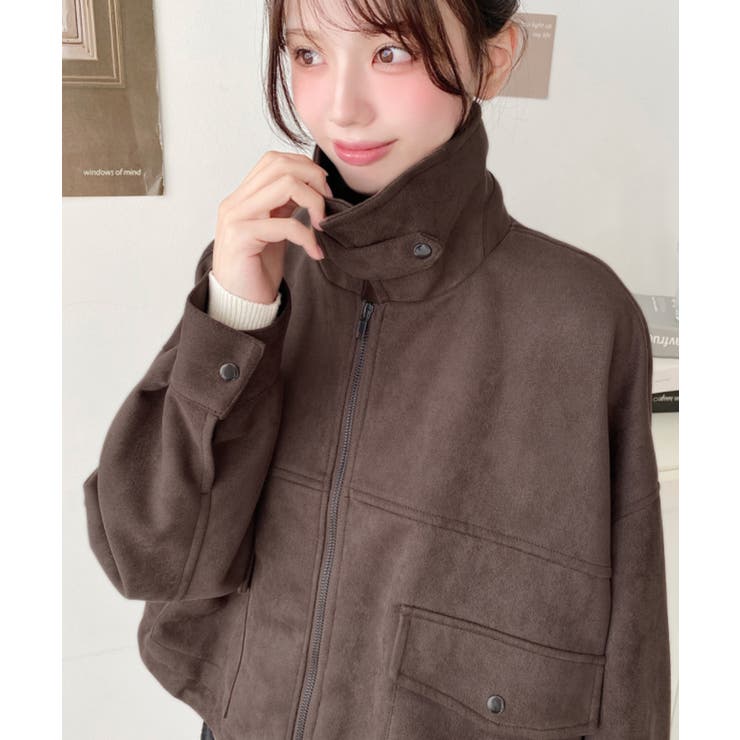 2WAYカラーフェイクスエードショートブルゾン | moment+ | 詳細画像2 